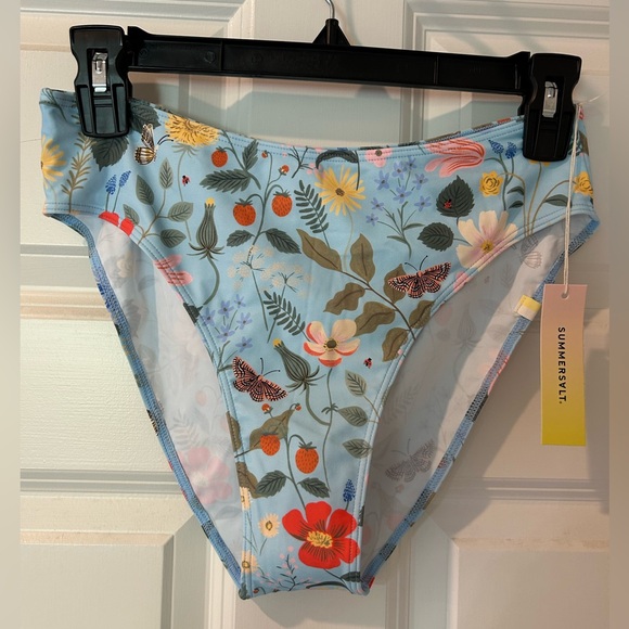 summersalt Other - Summersalt Floral High-Cut Bikini Bottoms - Light Blue